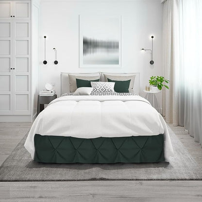 Nestl Forest Green Bed Skirt Cal King Size, Pinch Pleat Cal King Bed Skirt, 14" Drop Cal King Bedskirt, Hotel Quality Bed Skirts, Microfiber Bedskirt for Cal King Bed, Forest Green Cal King Bed Skirt