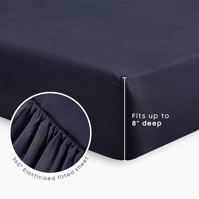 Wake In Cloud - Gingham Toddler Bedding Set for Girls Boys, Cute Plaid Buffalo Check, 4 Pieces Soft Crib Bed Set Including Comforter, Sheets and Pillowcase, Navy Blue