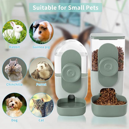 Lemtrflo Rabbit Feeder, Bunny Water Bottle Dispenser, Pet Cage Food Bowl | Suitable for Rabbits, Guinea Pigs, Ferrets, Cat and Other Small Pets