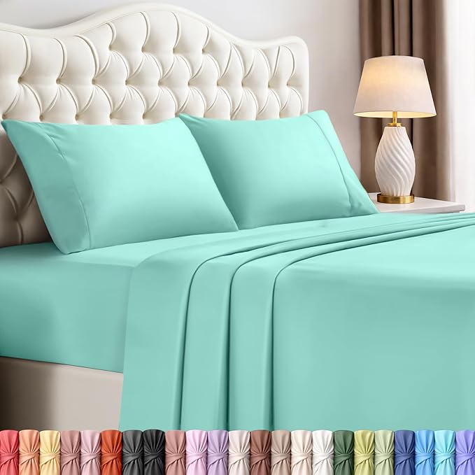 Utopia Bedding Full Bed Sheets Set - 4 Piece Bedding - Brushed Microfiber - Shrinkage and Fade Resistant - Easy Care (Full, Spa Blue)