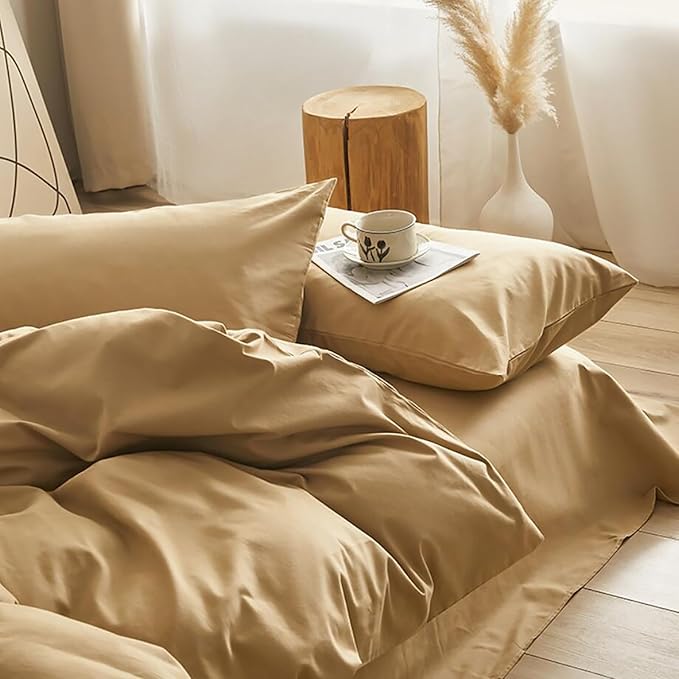 Luxlovery Beige Champagne Comforter Set Cal King Dark Beige Bedding Comforter Set California King Taupe Color Soft Breathable Blanket Quilts 3 Piece Light Khaki Bedding Set for Women Men Adults