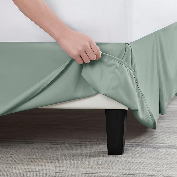 Nestl Sage Green Bed Skirt Cal King Size - Cal King Bed Skirt 14 Inch Drop - Brushed Microfiber Bed Skirts - Hotel Quality Pleated Bed Skirt - Shrinkage & Fade Resistant