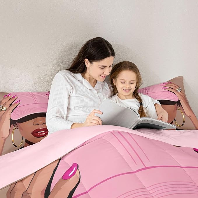 Erosebridal Black Girls King Size Bedding Set Fashion Black Woman Comforter Set For Girls Kids Vogue Fashionable Gorgeous Quilt For Teens Children Women African Princess Magical Bedding Comforter Sets