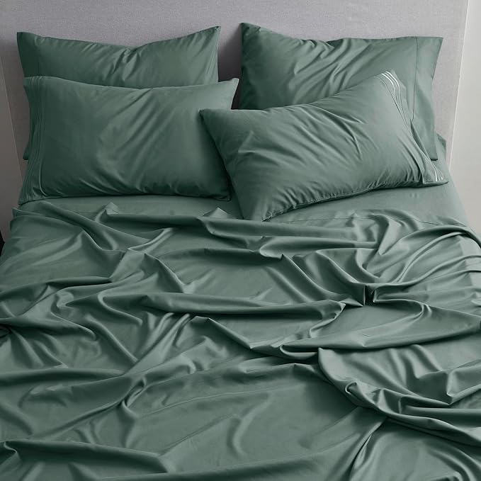 Clara Clark Full Sheets - Hotel Luxury 6 Piece Bed Sheets for Full Size Bed - Soft Bedding Sheets & Pillowcases, Fits Mattress up to 16 inch deep. Full, Forest Green