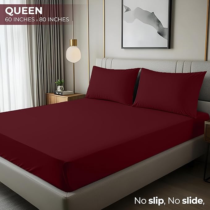 Utopia Bedding Queen Fitted Sheet - Bottom Sheet - Deep Pocket - Soft Microfiber - Shrinkage and Fade Resistant - Easy Care -1 Fitted Sheet Only (Red Burgundy)