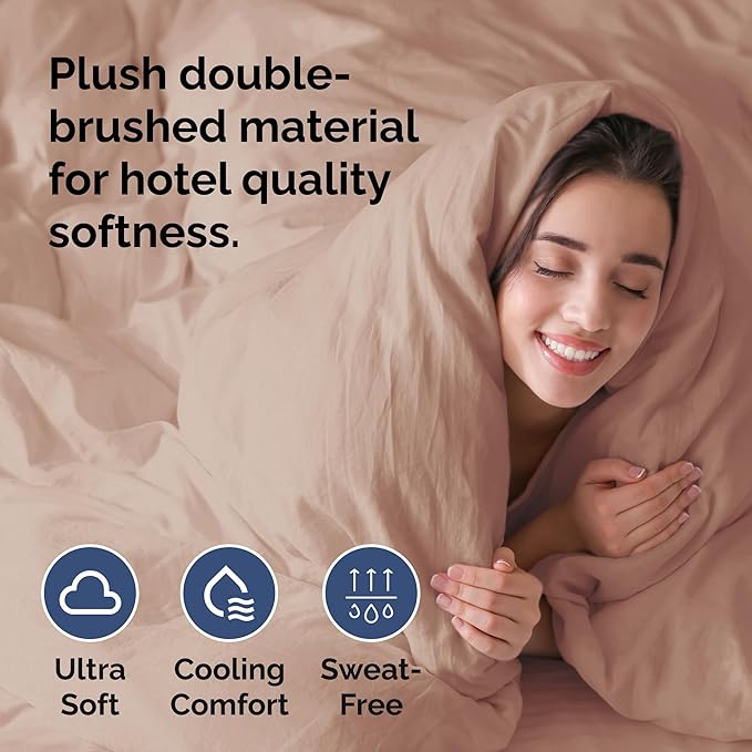 Duvet Cover Twin/Twin XL Size Set - Extra Soft Twin/Twin XL Duvet Cover 68" x 90" with 1 Pillow Sham - Hotel Luxury, Easy Care, Fade Free w/ Zipper Closures & Ties - Comfy, Cozy & Breathable (Mauve)