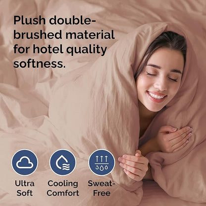 Duvet Cover Twin/Twin XL Size Set - Extra Soft Twin/Twin XL Duvet Cover 68" x 90" with 1 Pillow Sham - Hotel Luxury, Easy Care, Fade Free w/ Zipper Closures & Ties - Comfy, Cozy & Breathable (Mauve)