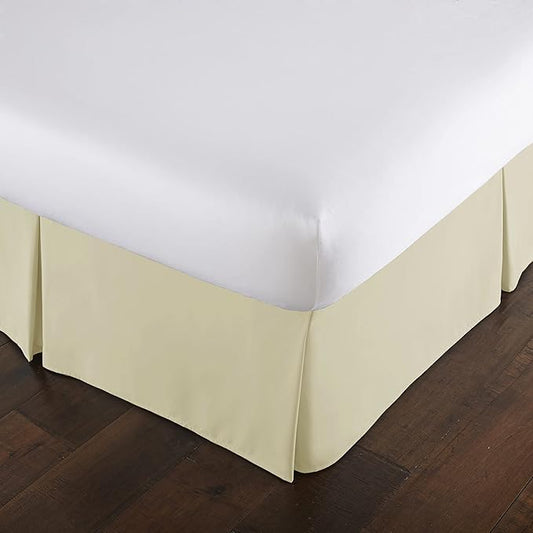 Southshore Fine Living, Inc. Hotel Quality California King Bed Skirt 14 Inch Drop, Pleated Dust Ruffle, Wrinkle Free Cal King Bed Skirt, Easy Care Microfiber, Pet Hair Resistant Bedskirt, Cream
