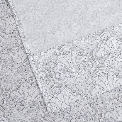 100% Cotton Sheets Set Twin Size Printed Bedding Sets, Up to 14" Deep Mattress, Farmhouse Pattern Bedlinen Set, Gray Damask