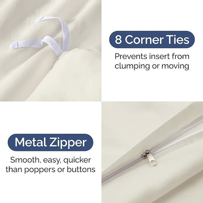 Duvet Cover King Size Set - Extra Soft King Duvet Cover 104" x 90" with 2 Pillow Shams - Hotel Luxury, Easy Care and Fade Free w/ Zipper Closures & Ties - All Season, Comfy, Cozy & Breathable (Ivory)