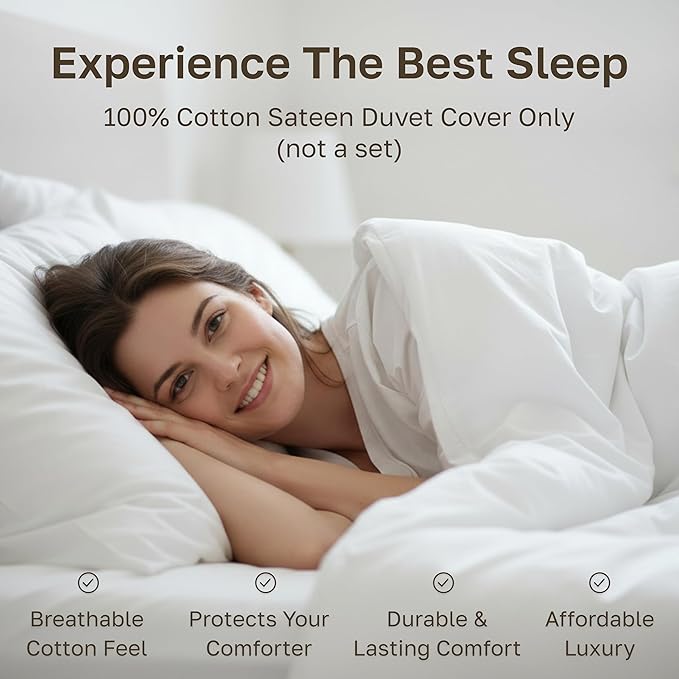 California Design Den Full/Queen Duvet Cover Only - Winner Good Housekeeping Best Bedding Awards 2025, Soft 400 Thread Count Sateen, 100% Cotton Duvet Cover - Ivory (Pale Tone)