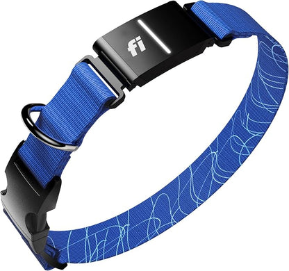 Fi Series 3+ GPS + Health Dog Collar, Blue, Medium, 12-Month Membership | Smart GPS dog collar with live tracking, health & behavior, Escape Alerts, LED light. Waterproof and Apple Watch compatible.
