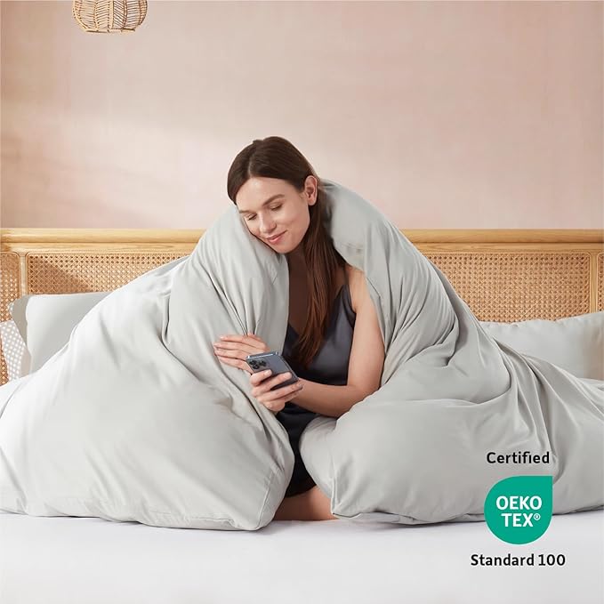 Nestl Twin Duvet Cover Set - Soft Double Brushed Light Grey Duvet Cover Twin XL, 2 Piece, with Button Closure, 1 Duvet Cover 68x90 inches and 1 Pillow Sham