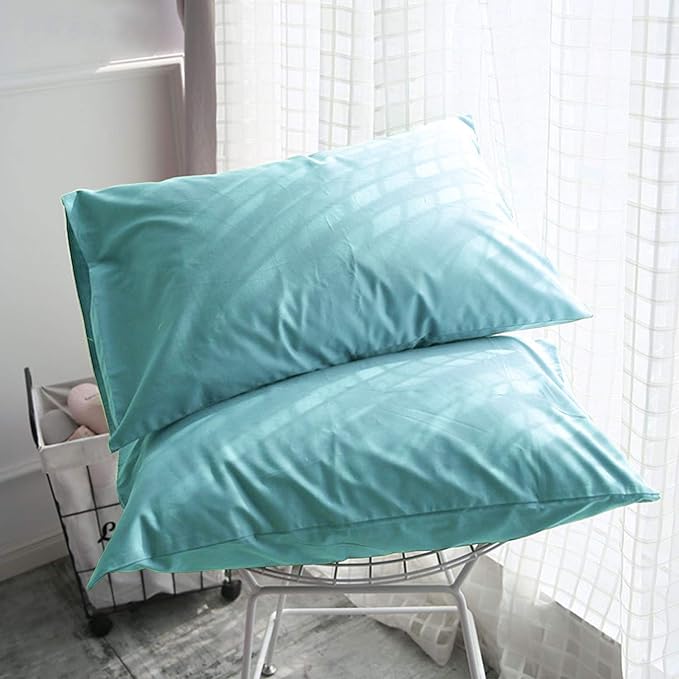 FLXXIE Pillow Cases Queen, Soft Microfiber Pillow Covers with Envelope Closure, Wrinkle Resistant Pillowcases, 2 Piece Set, 20x30, Aqua
