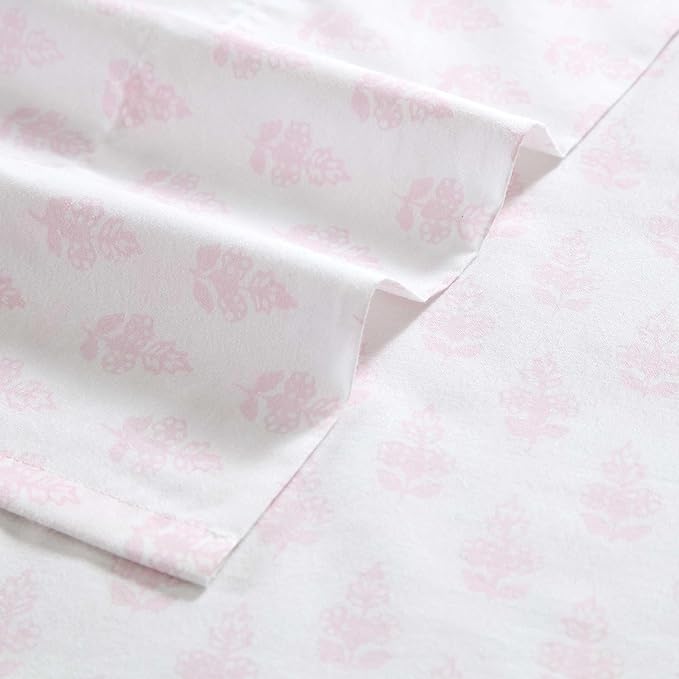 Laura Ashley - King Sheets, Lightweight & Breathable Cotton Percale Bedding Set with Matching Sham(s), Oeko-Tex Certified (Francesca Pink, King)