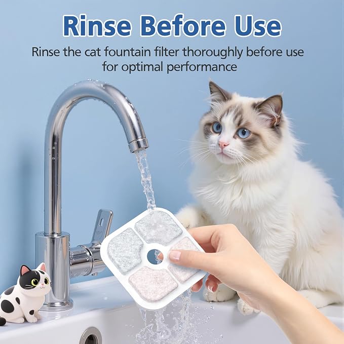 25 Pack Cat Fountain Filter Compatible With Catit PIXI Drinking Fountain | Replacement Triple Action Water Filter with Ion-exchange Resin & Activated Carbon, White