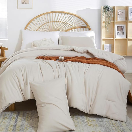 weigelia Beige Comforter Set Twin Boho Cream Twin Comforter with 1 Pillowcases - Soft Lightweight Cozy Bedding Set for All Season - Beige Comforter Twin Size for Women Teens Kids