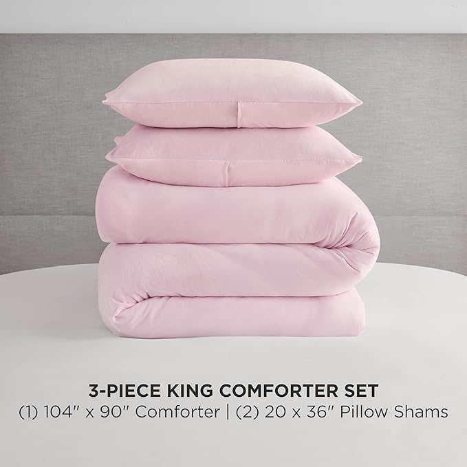 Juicy Couture Marshmallow Pink Velour King Comforter Set - 3 Piece Luxury Bedding Ensemble