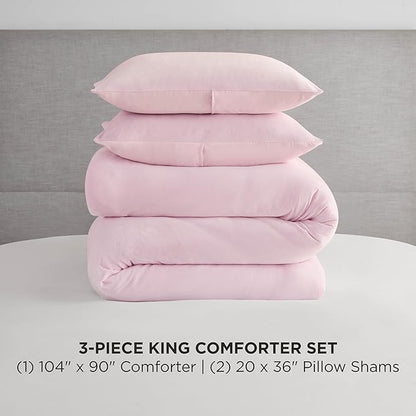 Juicy Couture Marshmallow Pink Velour King Comforter Set - 3 Piece Luxury Bedding Ensemble