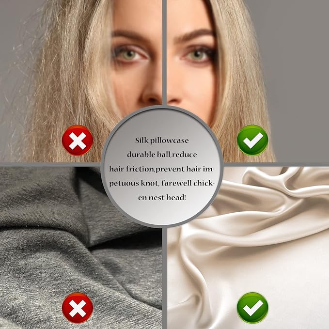 Silk Pillow Cases 2 Pack Soft Breathable and Sliky King Size Pillow Cases Set of 2,Natural Mulberry Silk Pillowcase Set of 2 for Hair and Skin with Hidden Zipper (Champagne,20"X 36",2pcs)