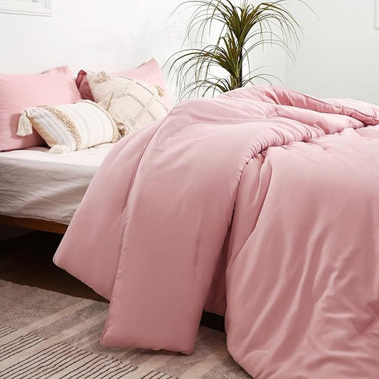 ROSGONIA Twin/Twin XL Comforter Set for College Girls Boys Pink, 1 Comforter & 1 Pillowcase, Lightweight Kids Comforter Set All Season Dorm Bedding