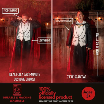 Franco Collectibles Universal Monsters Dracula Halloween Horror Super Soft Cozy Wearable Sleeved Throw Blanket, 70 in x 48 in (Officially Licensed Product)