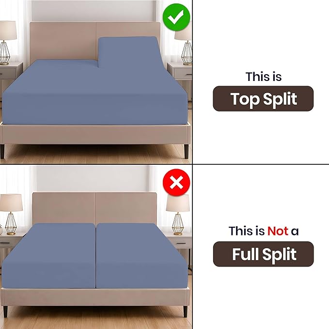 Adjustable Split Head Flex Top Cal King 28" Microfiber Sheet Set – Ultra Soft, Cooling & Deep Pocket 15” Fitted, 4-Piece Breathable & Durable Bedding Set for Split Cal King Beds -Mediterranean Blue