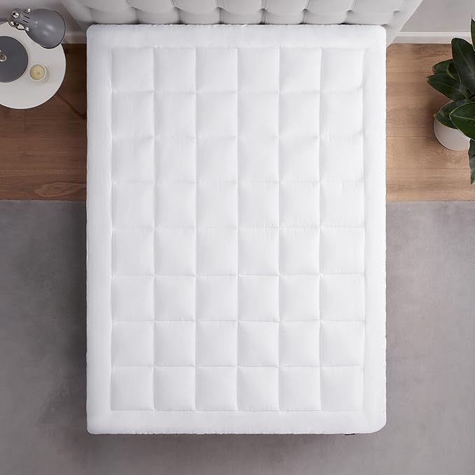 Serta ComfortSure Twin Mattress Cover, Fitted Pillow Top Mattress Pad, Super Soft and Breathable Quilted Cotton Protector with 18" Elastic Deep Pockets for Secure Fit, White