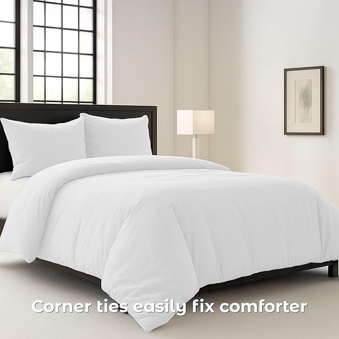 Pure Bedding Duvet Cover King Size - 3 Pieces Extra Soft Bedding Set, Includes 1 Duvet Cover 104x90 Inches with Zipper Closure & 2 Pillow Shams, Comforter Not Included, White