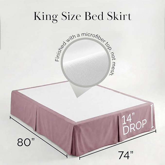 Southshore Fine Living, Inc. Hotel Quality King Bed Skirt - 14" Drop, Elegant Pleated Design, Premium Dust Ruffle/King Size Bedskirt, Easy Care, Luxury Bed Skirt King Size, Lavender