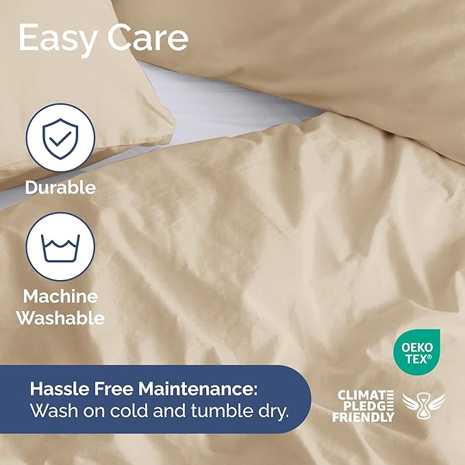 Duvet Cover King Size Set - Extra Soft King Duvet Cover 104" x 90" with 2 Pillow Shams - Hotel Luxury, Easy Care and Fade Free w/ Zipper Closures & Ties - All Season, Comfy, Cozy & Breathable (Cream)