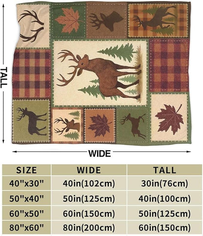 Cabin Deer Blanket Super Soft Warm Fluffy Fleece Flannel Hunter Animal Throw Blanket Cozy Fuzzy Plush Stuff Bedding Blankets Gifts for Women Kids Boys Girls Adults 80"X60"