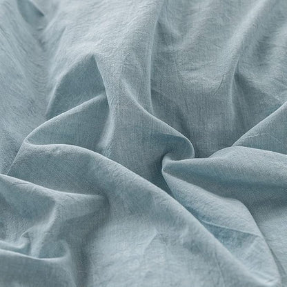 FACE TWO FACE Bedding Duvet Cover Set100% Washed Cotton Duvet Cover Linen Like Textured Breathable Durable Soft Comfy (Twin, Light Blue)