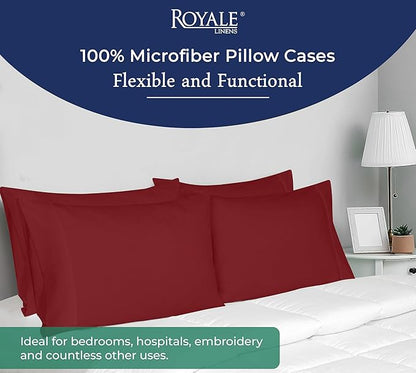 Royale Linens Queen Pillowcase Set of 2 - Bed Pillow Cover - 20" x 30" - Red Pillowcases - 1800 Brushed Microfiber, Wrinkle & Fade Resistant - Soft & Cozy- Queen Size Pillow Case (Queen, Tango Red)