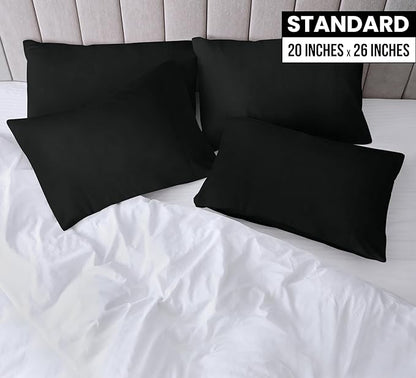 Utopia Bedding Standard Pillow Cases - 4 Pack - Envelope Closure - Soft Brushed Microfiber Fabric - Shrinkage and Fade Resistant Pillow Covers Standard Size 20 X 26 Inches (Standard, Black)