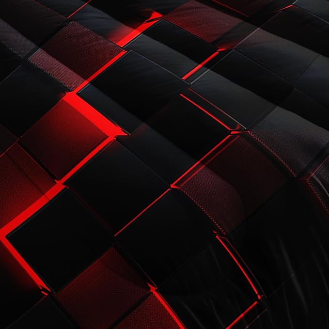 red and Black King Size Comforter Set,red and Black Room Decor for Bedroom for Women,King Quilt Bedding Set Geometry