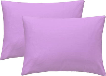 iMaylex Soft 100% Egyptian Cotton Zipper Closure Pillowcases, Cozy and Lightweight Pillow Case, Set of 2, Light Purple, Queen, 20" x 30"