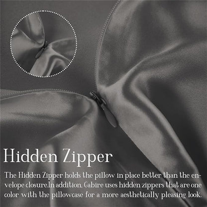 Mulberry Silk Pillowcase for Hair and Skin Prevent Acne Pillow Cases Both Sides Real Silk Pillowcases Organic Silk Pillowcase with Hidden Zipper, Grey, King (20"×36")