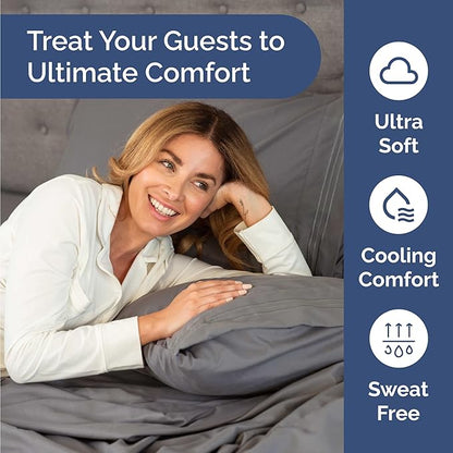 Bulk Case Pack of 10 Sheet Sets - (10) Complete Sheet Sets - Bulk Split King Bedding - Wholesale Case Pack for Hotels & Airbnbs - Deep Pocket & Fade Free - Cooling & Breathable - Split King, Dark Grey
