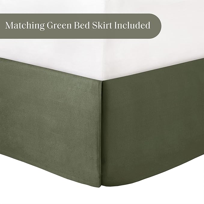 Madison Park Vintage Floral Reversible Comforters King Size Bed, All Season, Down Alternative Bedding Comforter, Bedskirt, Pillows, Shams, Salara, King Green 7 Piece | Reversible