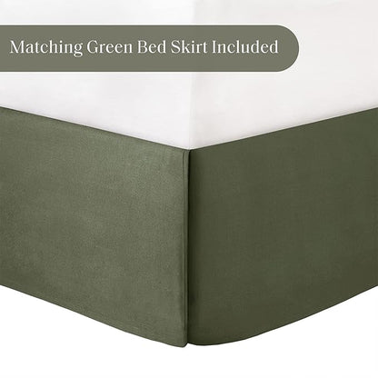 Madison Park Vintage Floral Reversible Comforters King Size Bed, All Season, Down Alternative Bedding Comforter, Bedskirt, Pillows, Shams, Salara, Queen Green 7 Piece | Reversible