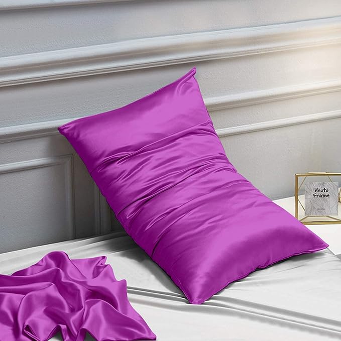 NTBAY 2 Pack Satin Queen Pillowcases for Hair and Skin, Luxurious and Silky Pillow Cases with Envelope Closure, 20x30 Inches, Purple