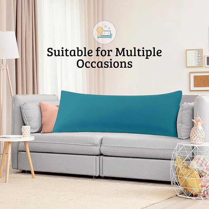YIYEA Body Pillow Cover Set of 2, Ultra Soft 1800TC Hotel Quality Double Brushed Microfiber Body Pillow Pillowcases, Envelope Closure, Fade Resistant (20"x54", Teal)