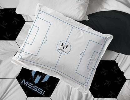 Jay Franco Kids Comforter Set Includes Sheets and Pillow Cover - Soft and Cozy Bed Set for Stylish Room Décor, White - Messi, 7 Piece Queen