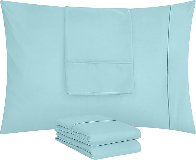 Utopia Bedding King Pillow Cases - 4 Pack - Envelope Closure - Soft Brushed Microfiber Fabric - Shrinkage and Fade Resistant Pillow Covers King Size 20 X 40 Inches (King, Spa Blue)