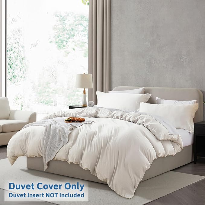 Nestl Off White Duvet Cover Full Size - Soft Prewashed Full Size Duvet Cover Set, 3 Piece, with Zipper Closure, 1 Duvet Cover 80x90 inches and 2 Pillow Shams - No Comforter