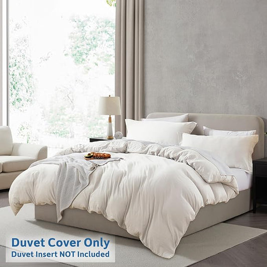 Nestl Twin Duvet Cover Set - Soft Prewashed Off White Duvet Cover Twin/Twin XL, 2 Piece, with Zipper Closure, 1 Duvet Cover 68x90 inches and 1 Pillow Sham - No Comforter