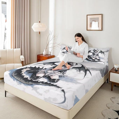 Erosebridal Anime Girl Bed Sheets Twin, Japanese Anime Bedding Set for Kids Girls Teens Women Bedroom, Cartoon Girl Fitted Sheet Japanese Animation Sci Fi Style Sheets,1 Pillow Case