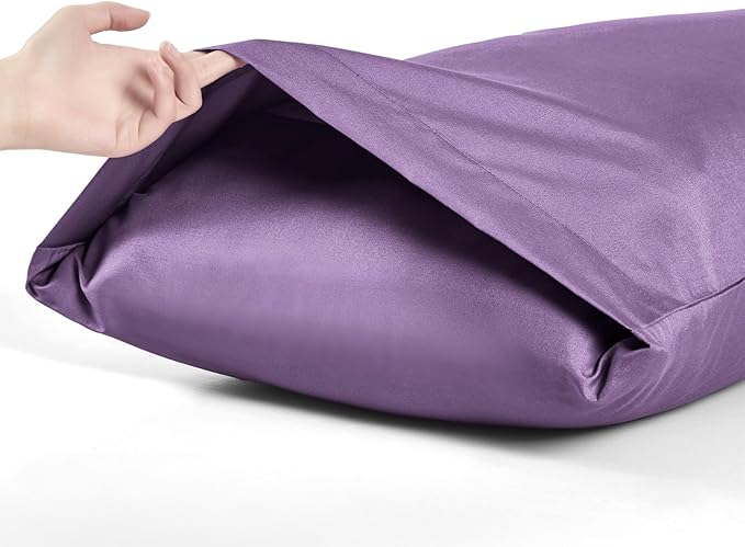 MILVOWOC 2Pcs Brushed Microfiber Standard Pillowcases - 20 x 26 Inch, Purple Pillow Case Set Non Slip Envelope Pillow Cover with Moisture Absorption and Anti-Wrinkle