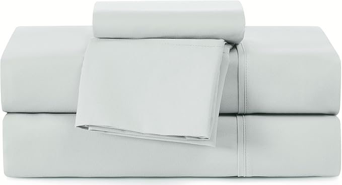 UGG Hedi Twin XL Sheet Set 3-Piece Luxury Cooling Sheets Deep Pockets Premium Bedding with 1 Pillow Sham Hypoallergenic Machine Washable Soft Lightweight Bed Set for Dorm, Twin XL, Mineral Green